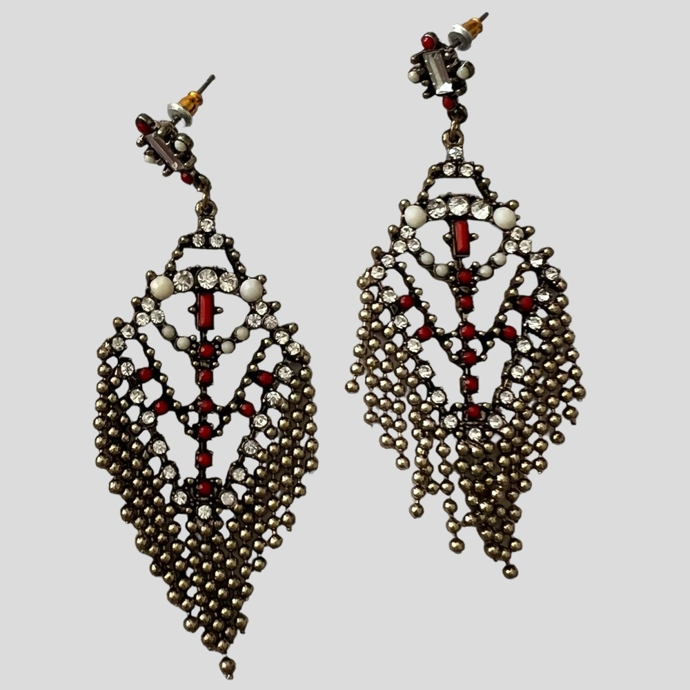 Vintage silver and red earrings